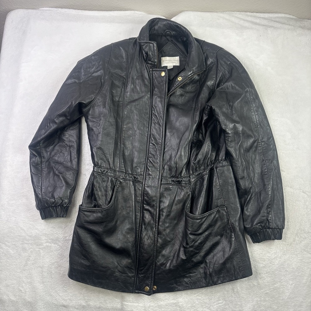 VTG Worthington Lambskin Leather Black Long Sleeve Jacket Women's Medium